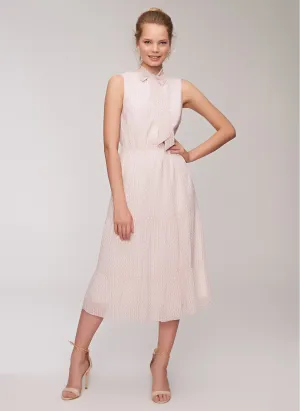 12873 Ecru-Salmon Patterned Dress