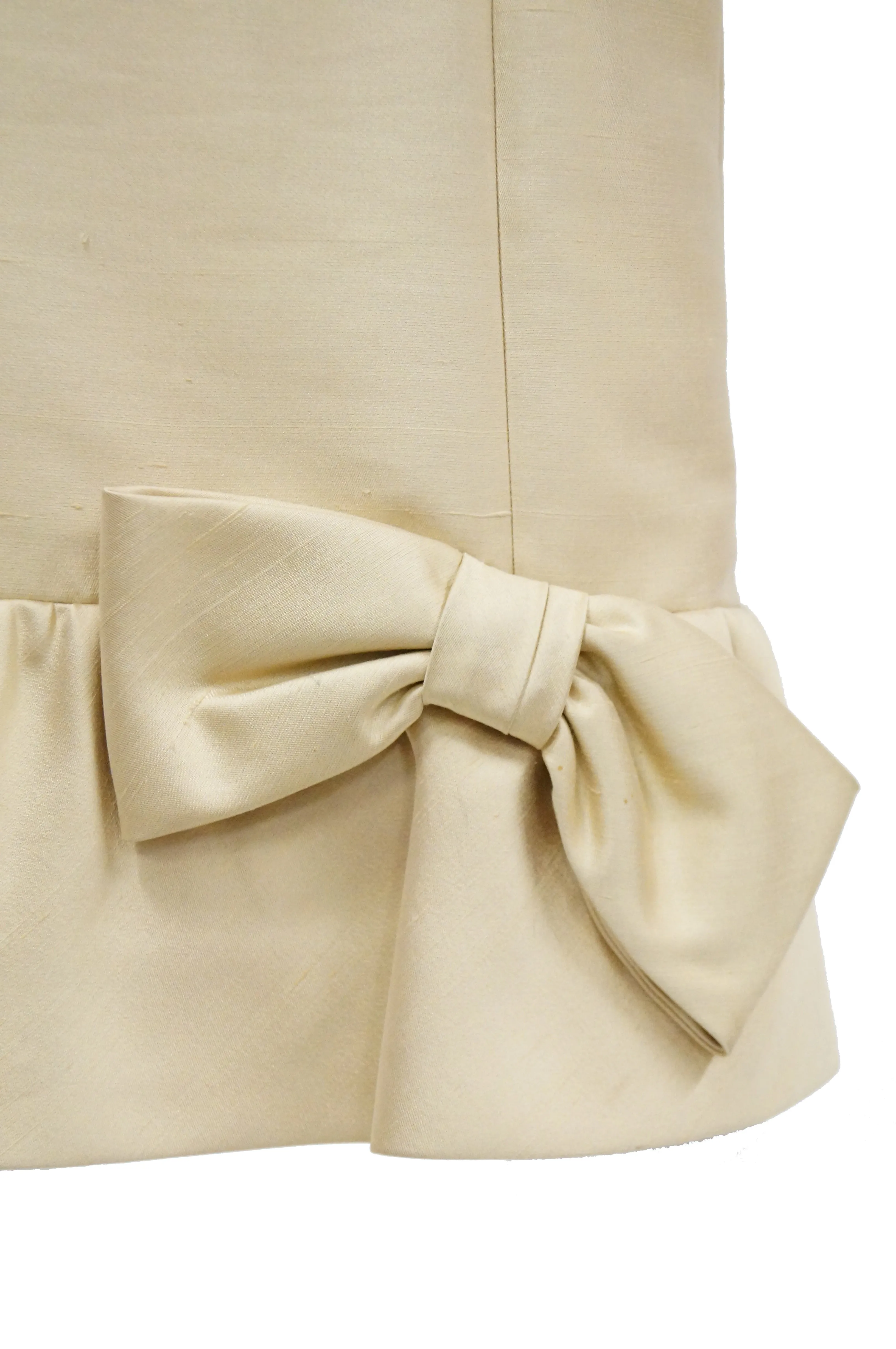 1960s Mardi Gras Champagne Gold Cocktail Sheath Dress with Bow Detail