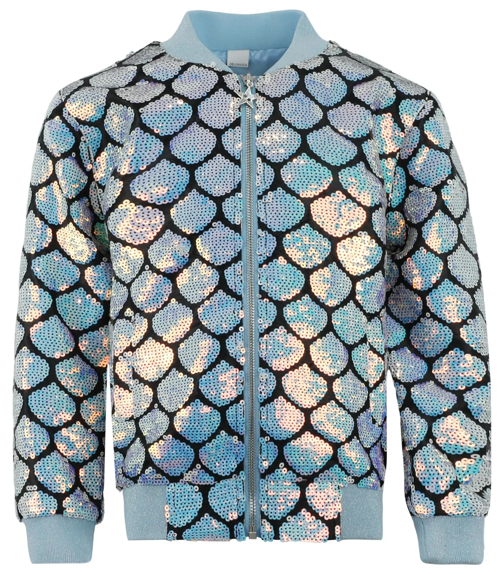 2Bunnies Girls' Seashell Glow Sequin Bomber Jacket