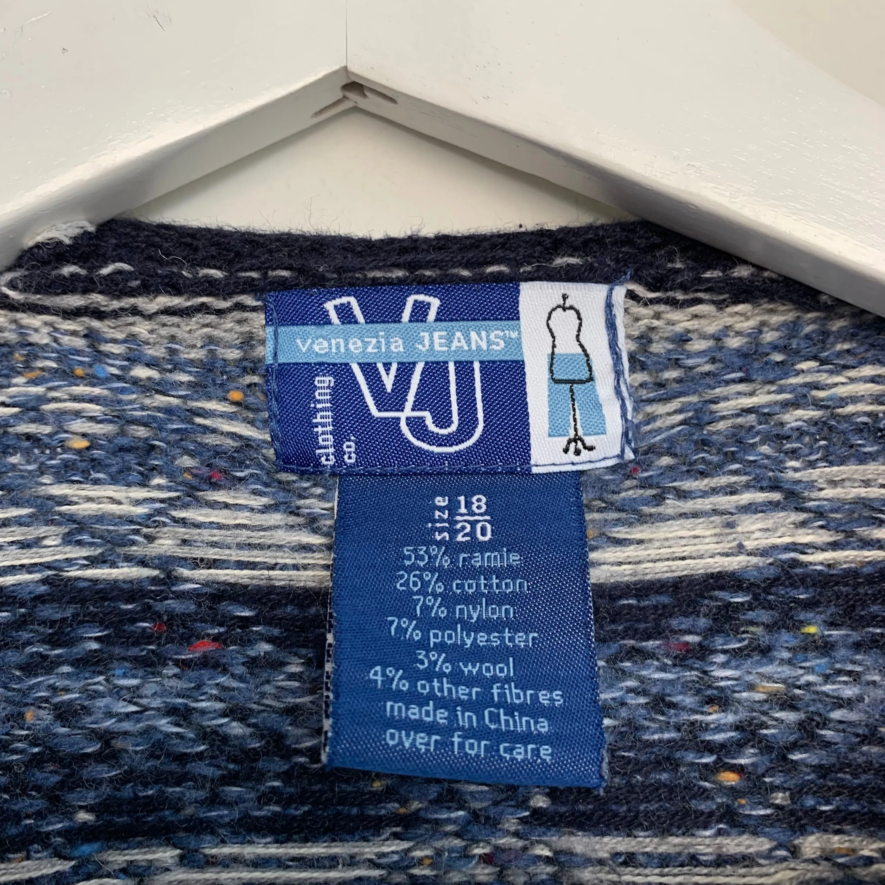 90s Venezia Jeans Fair Isle Sweater Blue 18W