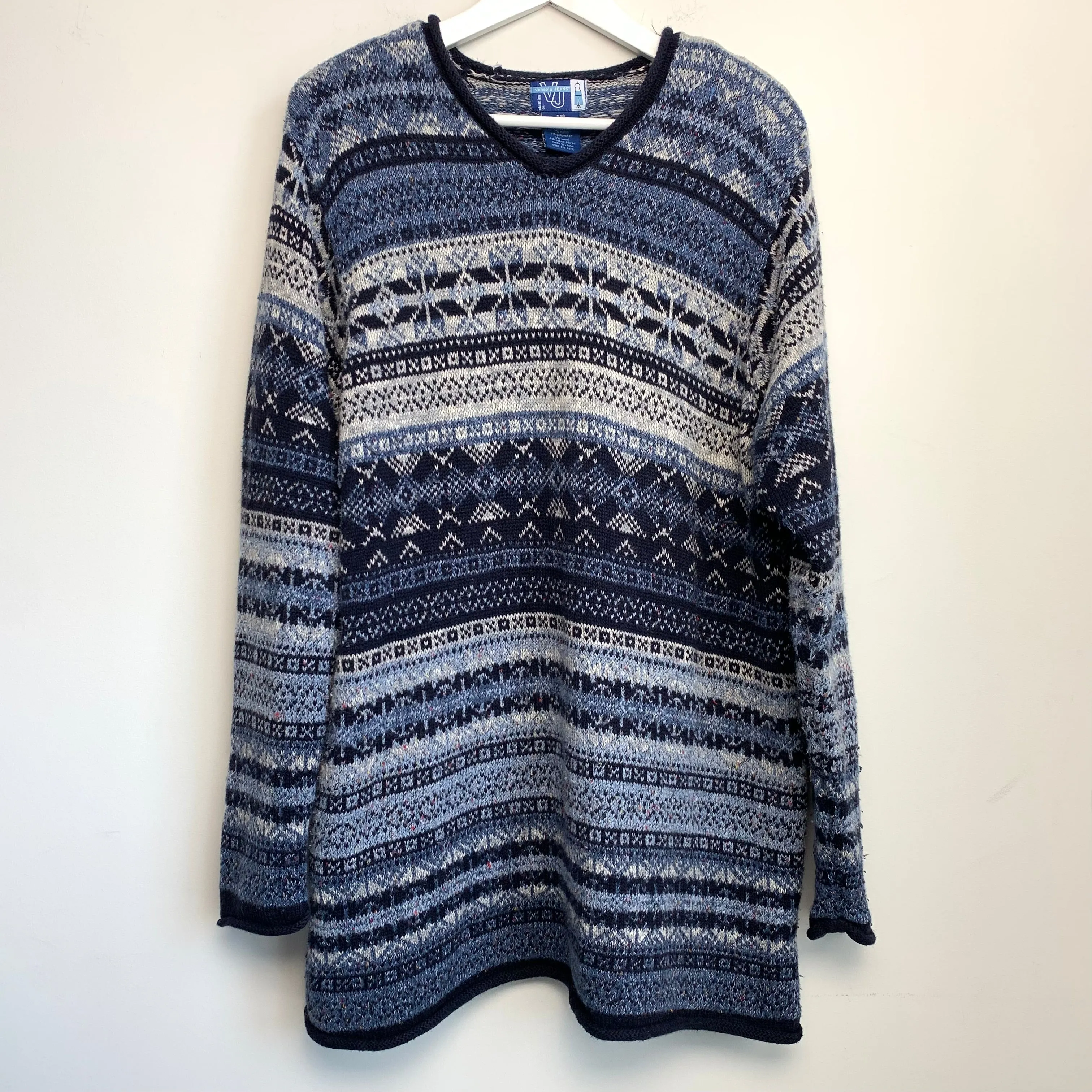 90s Venezia Jeans Fair Isle Sweater Blue 18W