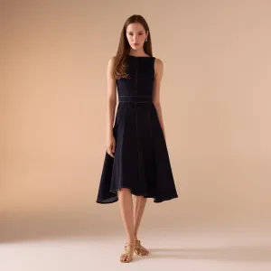 A-line Sleeveless Denim Midi Dress