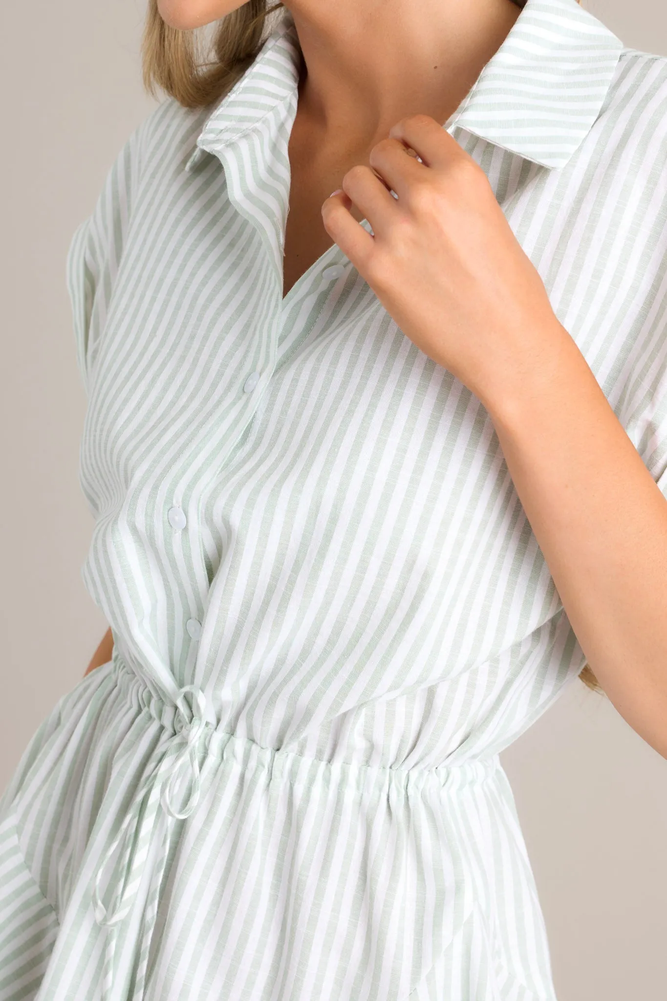 Adventures Await Sage Stripe Mini Dress