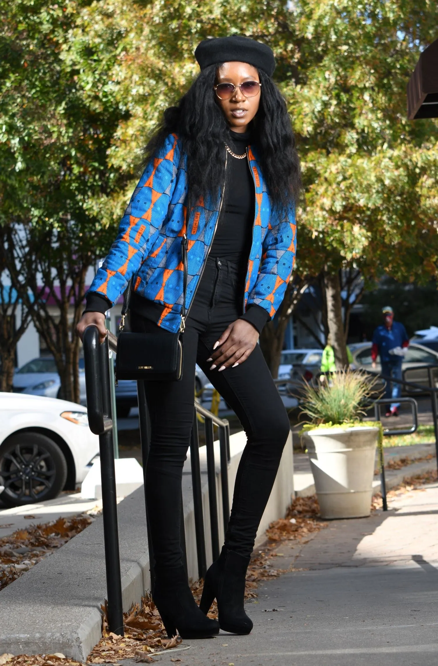 African Print Reversible Bomber Jacket -  Red