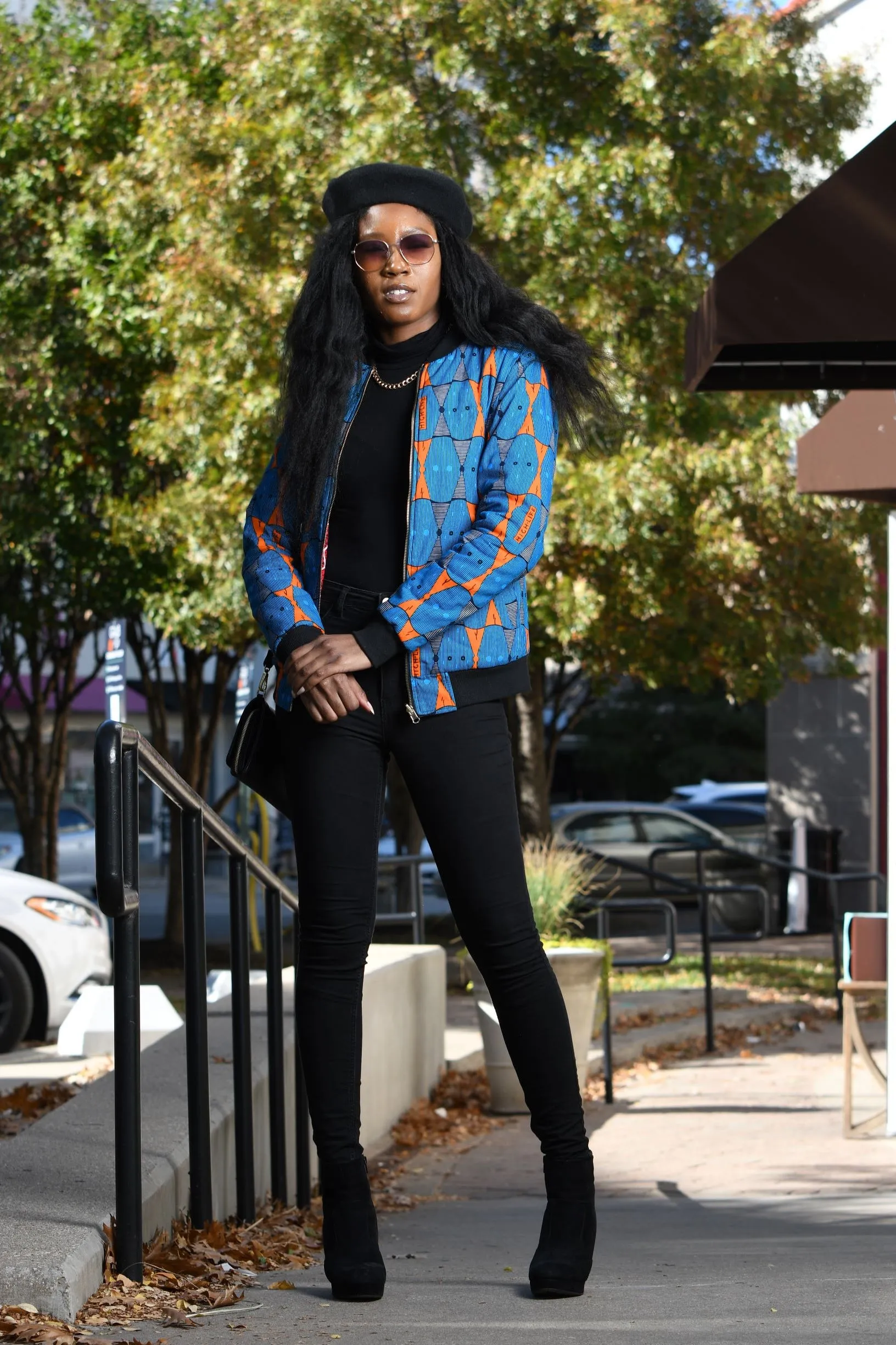African Print Reversible Bomber Jacket -  Red