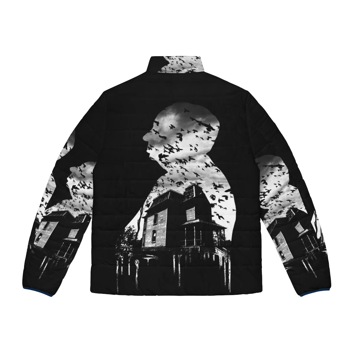 Alfred Hitchcock Collage Puffer Jacket - Iconic Horror Thriller