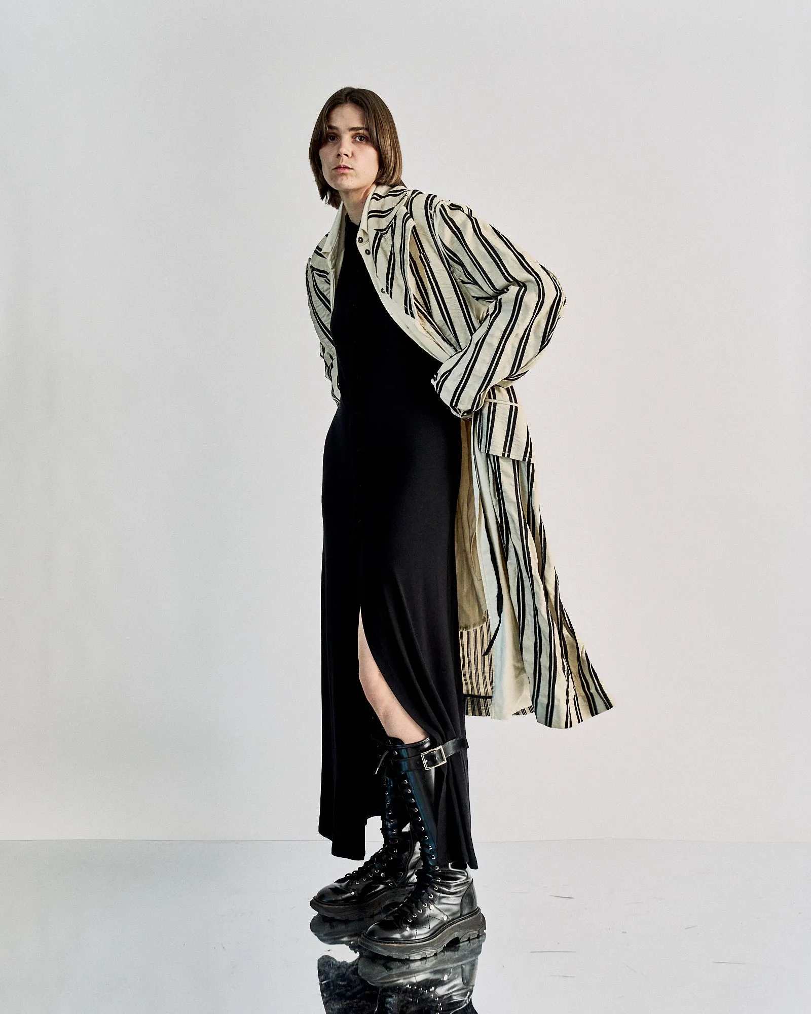 Ann Demeulemeester SS 2019 Striped two-piece coat