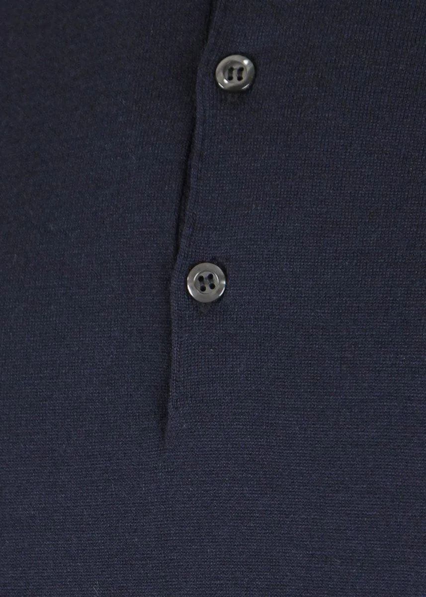 Belper Knitted Polo LS - Midnight