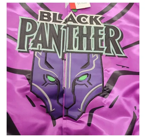 BLACK PANTHER RAPPER HIP HOP DESIGN QUILTED BOMBER JACKET IN PURPLE