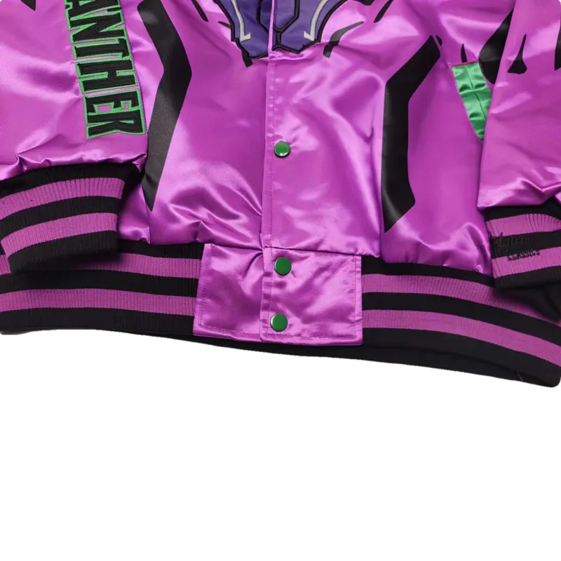 BLACK PANTHER RAPPER HIP HOP DESIGN QUILTED BOMBER JACKET IN PURPLE