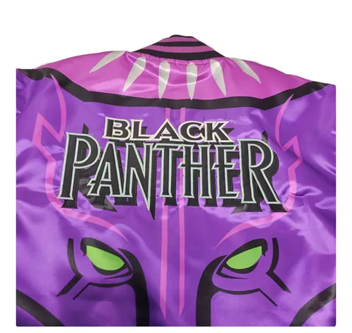 BLACK PANTHER RAPPER HIP HOP DESIGN QUILTED BOMBER JACKET IN PURPLE