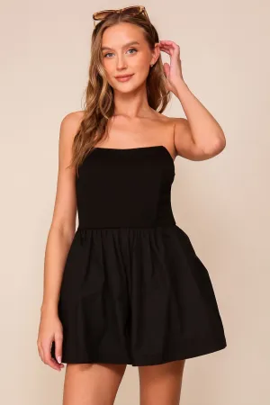 Black Strapless Contrast Romper