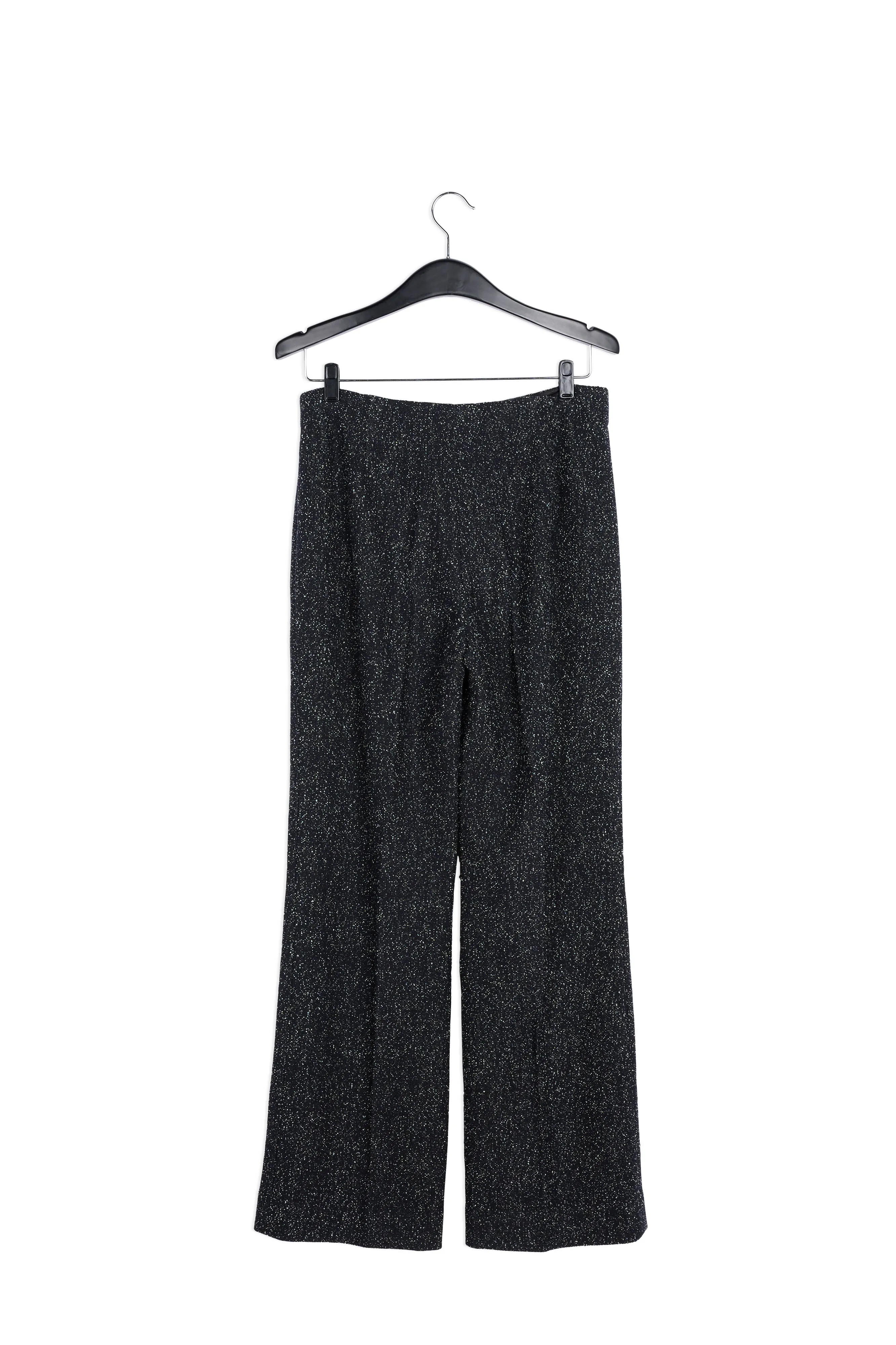 Black wide-leg bouclé pants