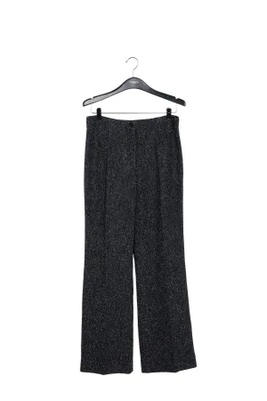 Black wide-leg bouclé pants