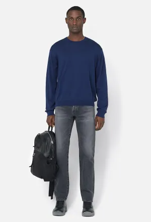 Cashmere Wool Blend Crew / Navy