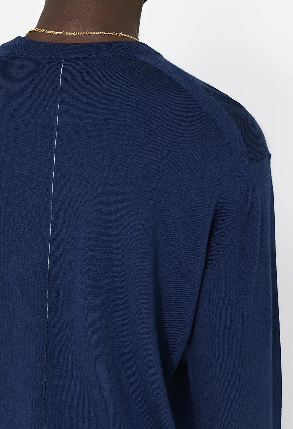 Cashmere Wool Blend Crew / Navy
