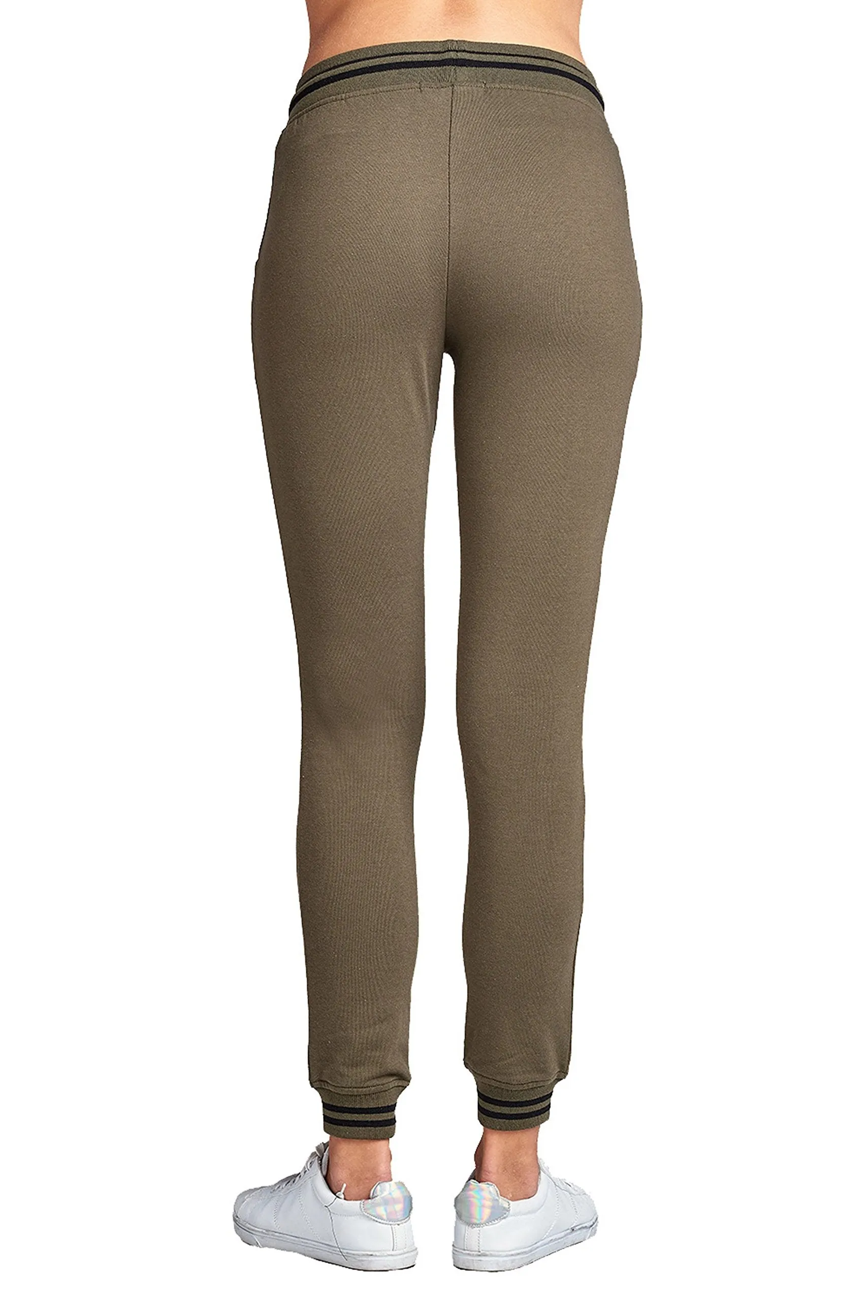 Casual Drawstring Waist Side Pockets Straight Leg Color Block Strip Detail Jogger Sweatpants