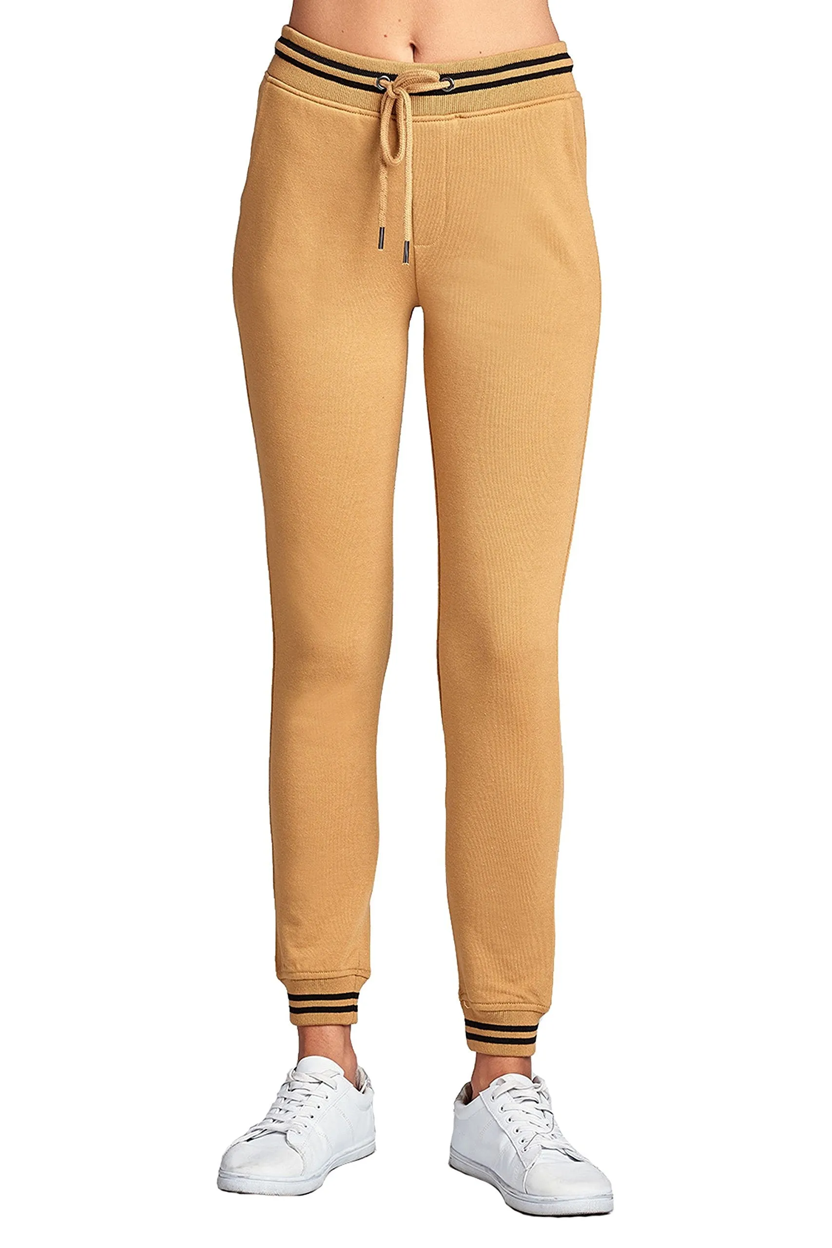 Casual Drawstring Waist Side Pockets Straight Leg Color Block Strip Detail Jogger Sweatpants