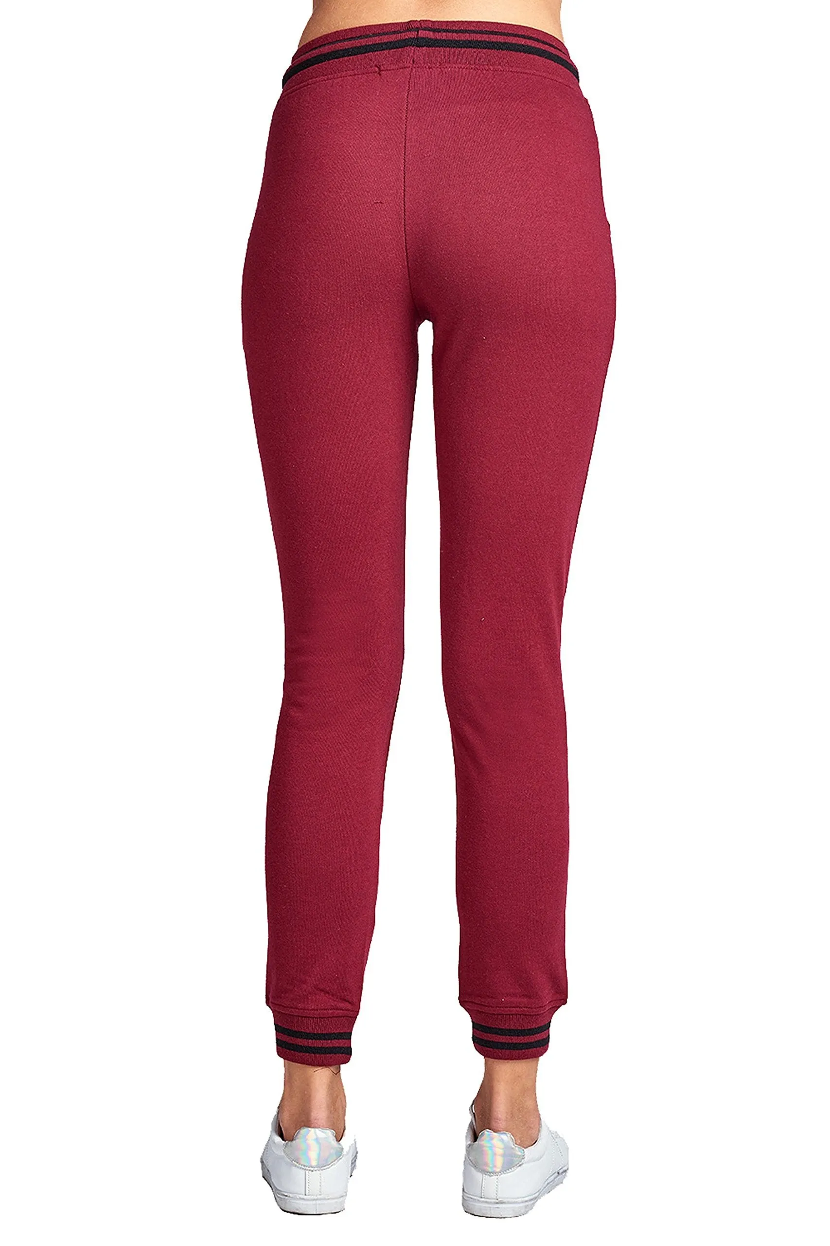 Casual Drawstring Waist Side Pockets Straight Leg Color Block Strip Detail Jogger Sweatpants