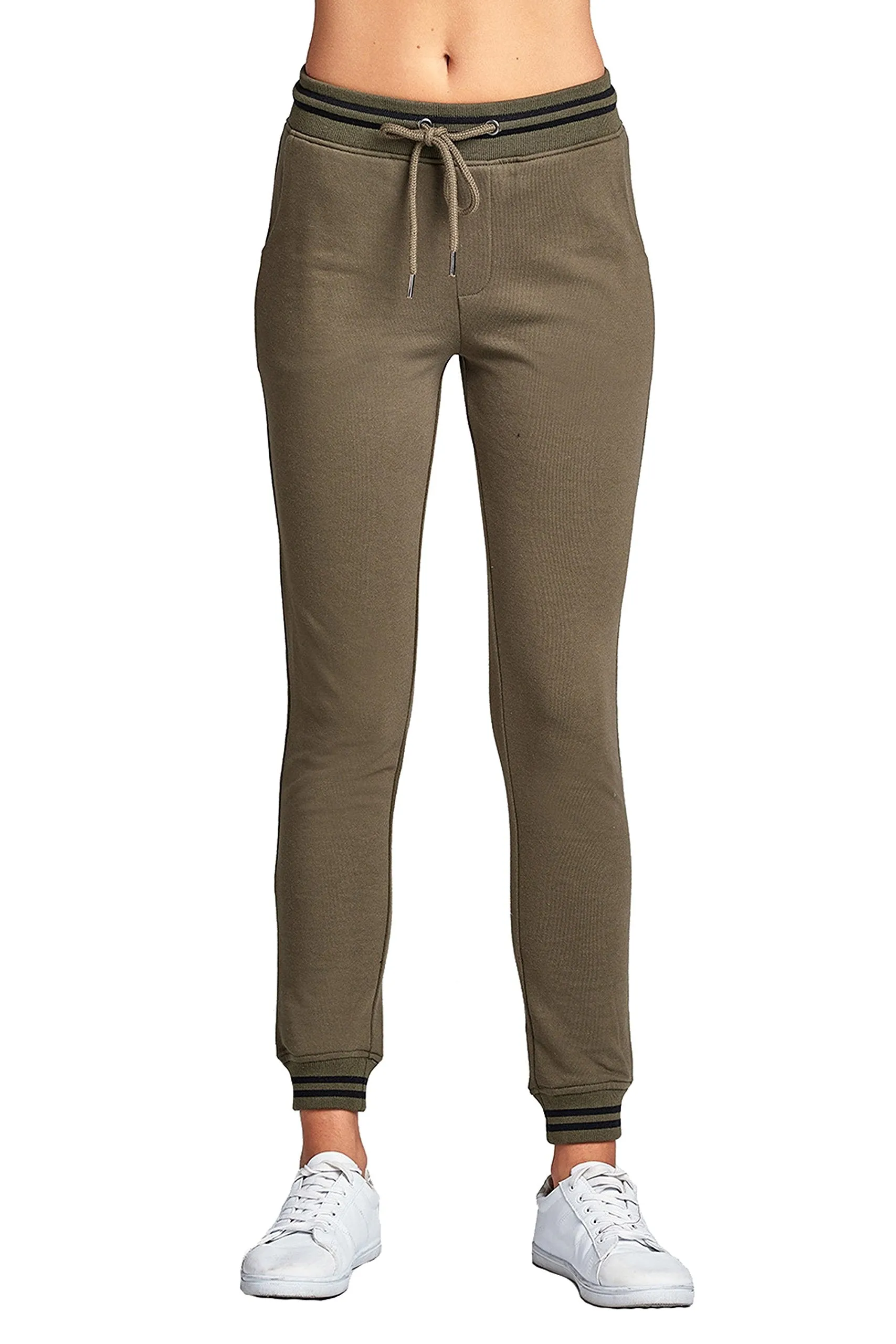 Casual Drawstring Waist Side Pockets Straight Leg Color Block Strip Detail Jogger Sweatpants