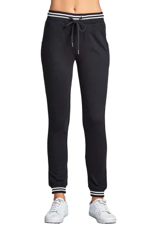 Casual Drawstring Waist Side Pockets Straight Leg Color Block Strip Detail Jogger Sweatpants