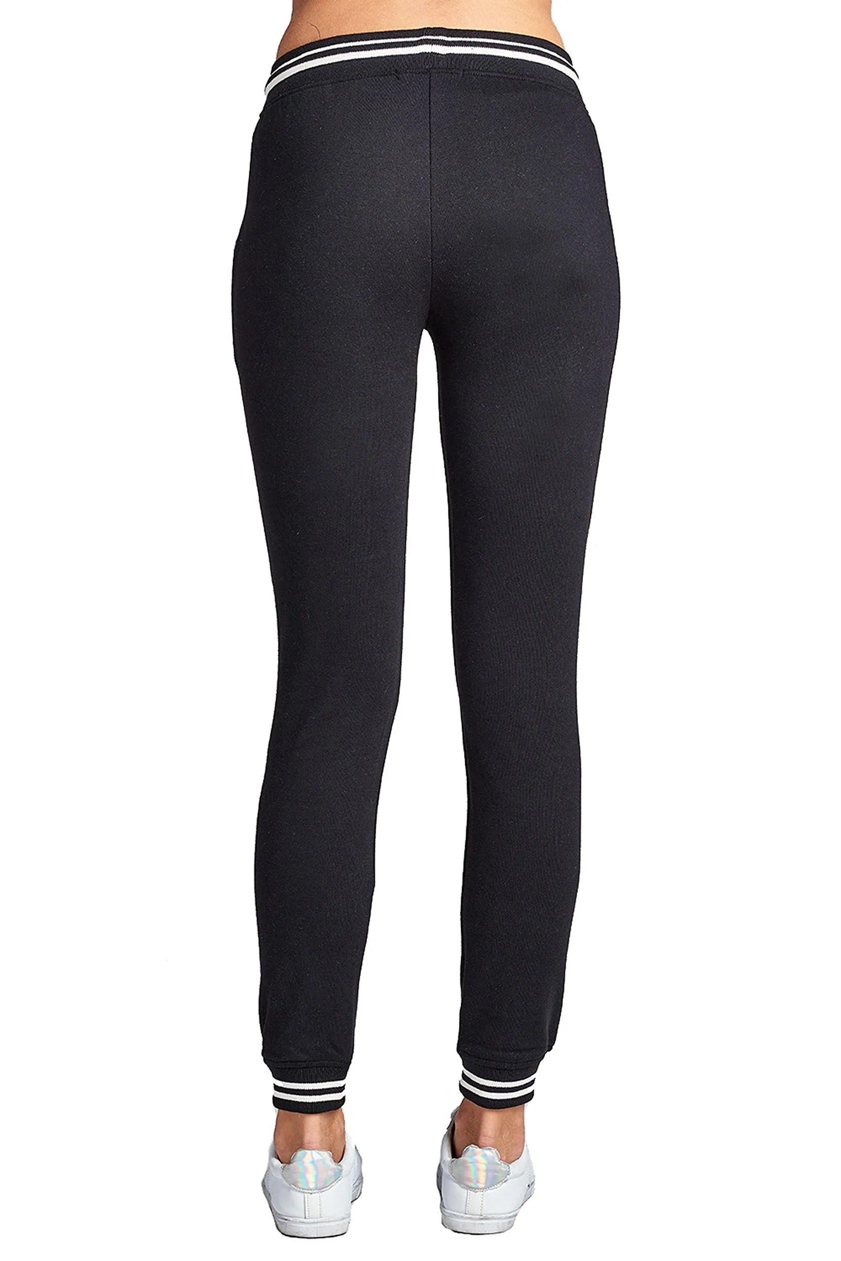 Casual Drawstring Waist Side Pockets Straight Leg Color Block Strip Detail Jogger Sweatpants