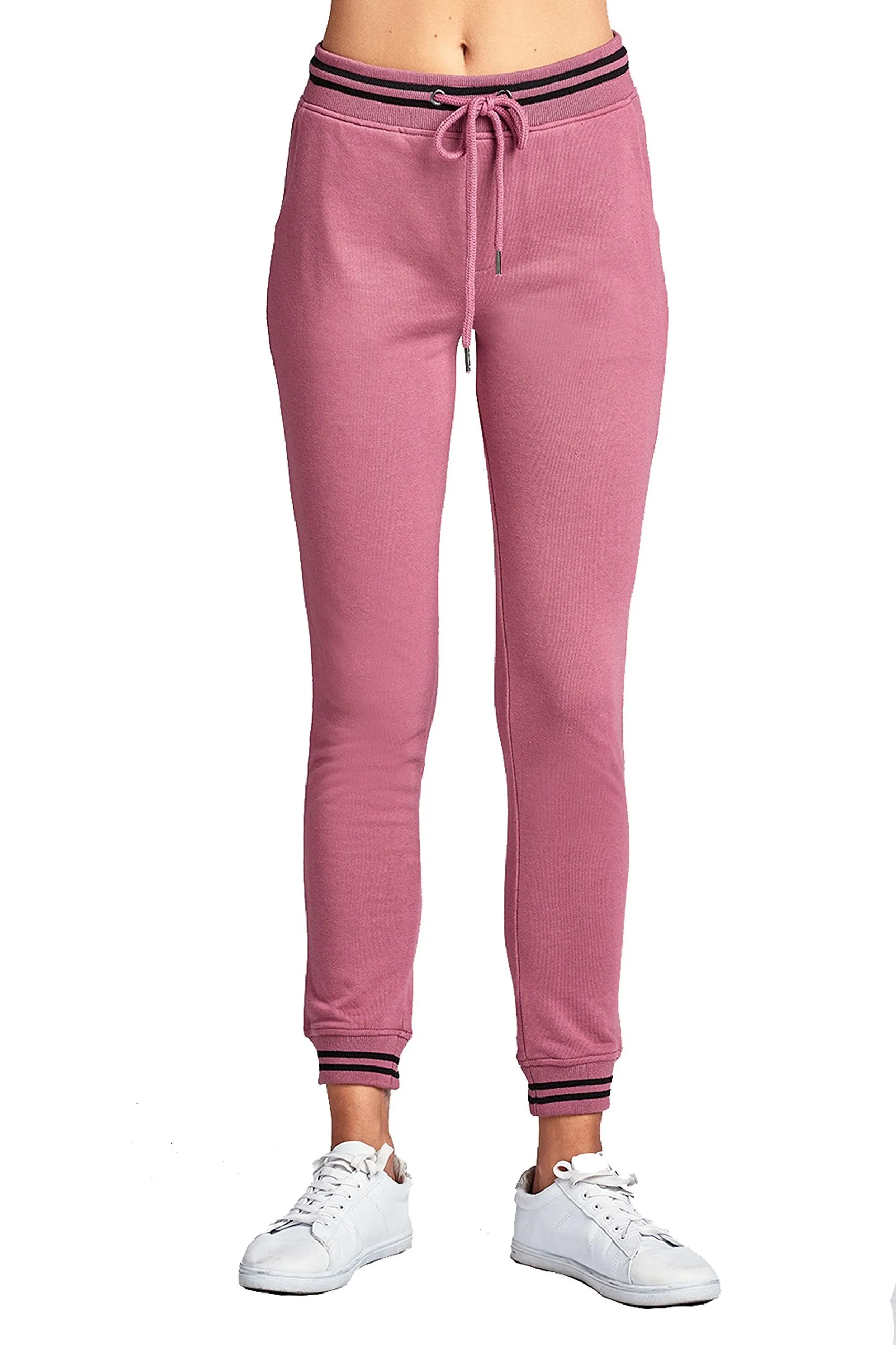 Casual Drawstring Waist Side Pockets Straight Leg Color Block Strip Detail Jogger Sweatpants