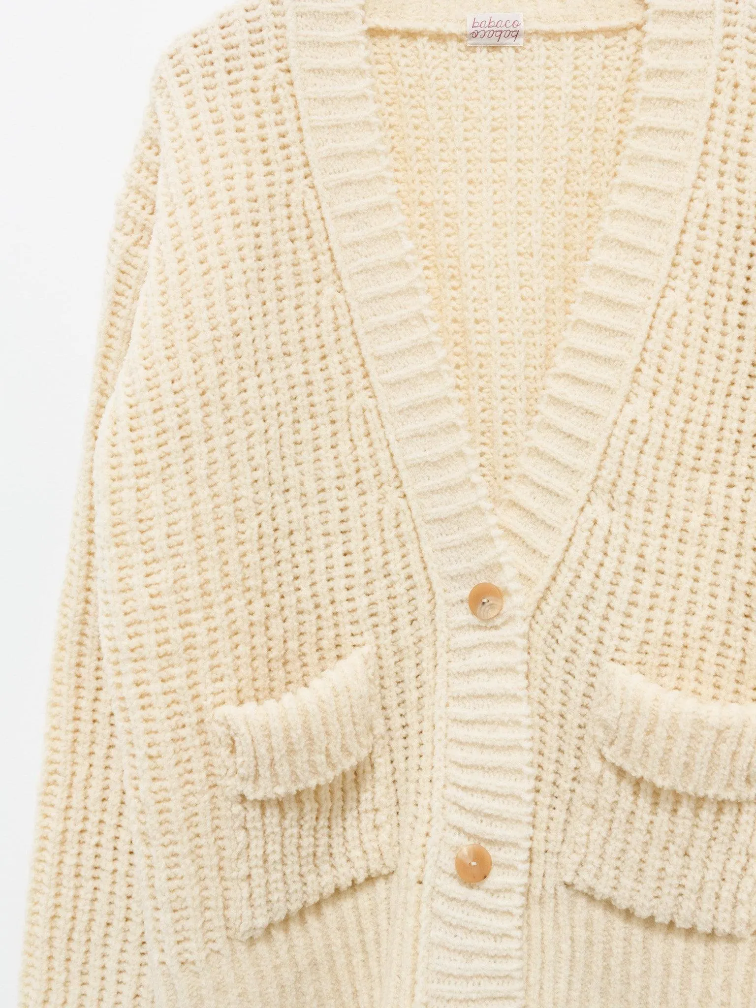 Chenille Yarn Cardigan - Ivory