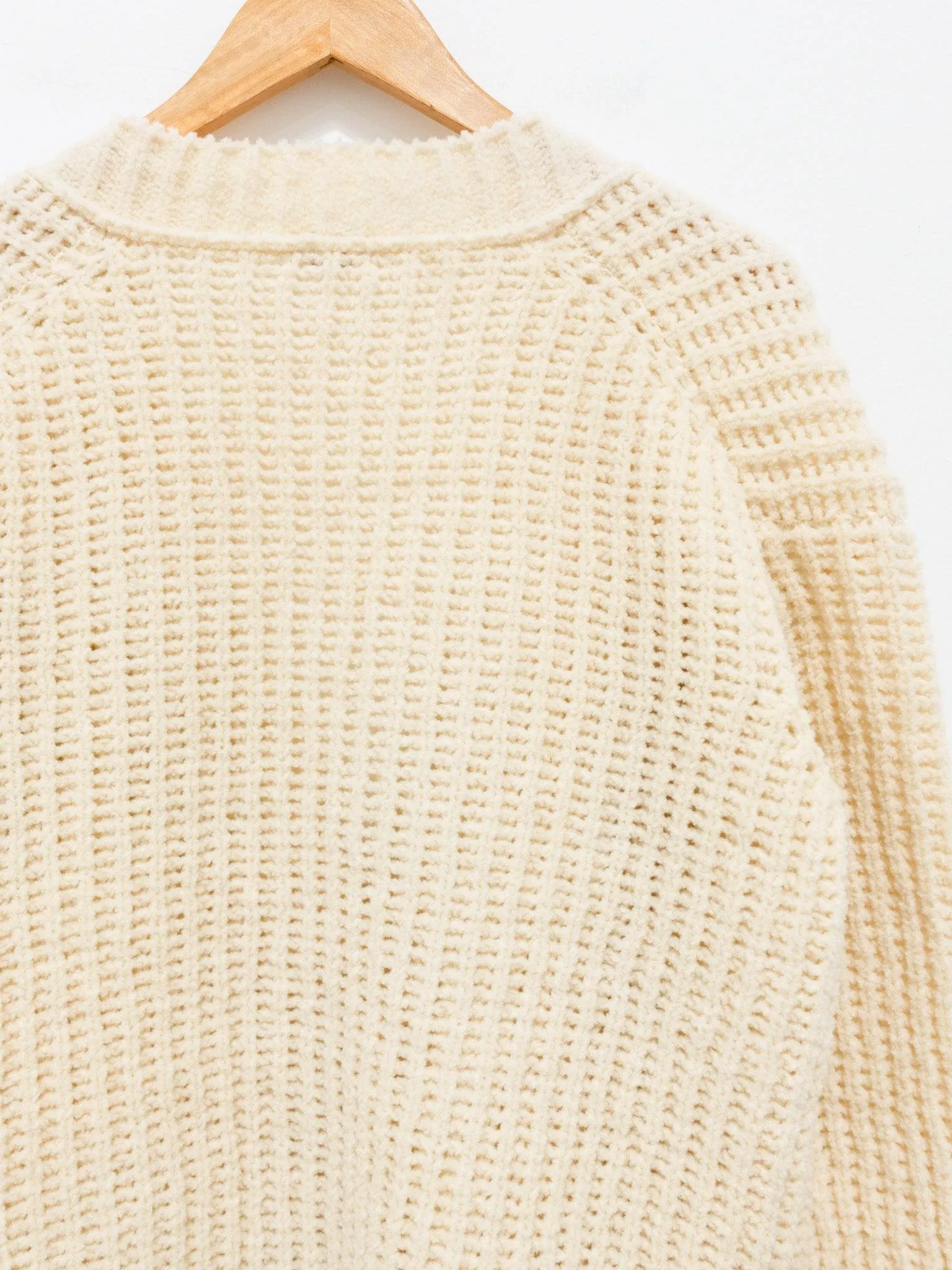 Chenille Yarn Cardigan - Ivory