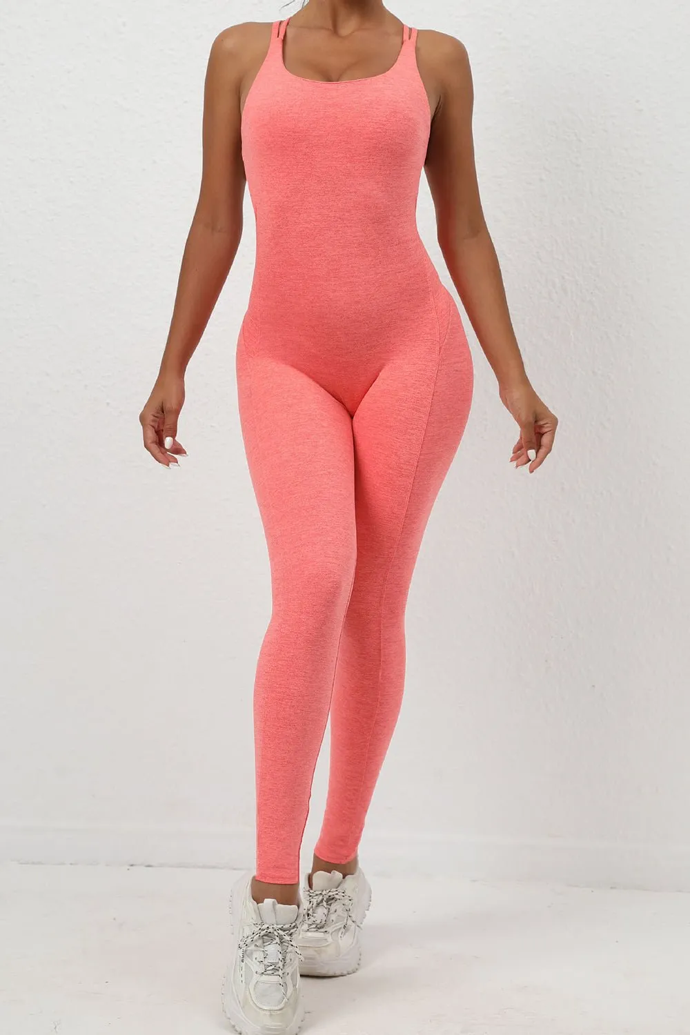 Chic Crisscross Sleeveless Activewear Jumpsuit