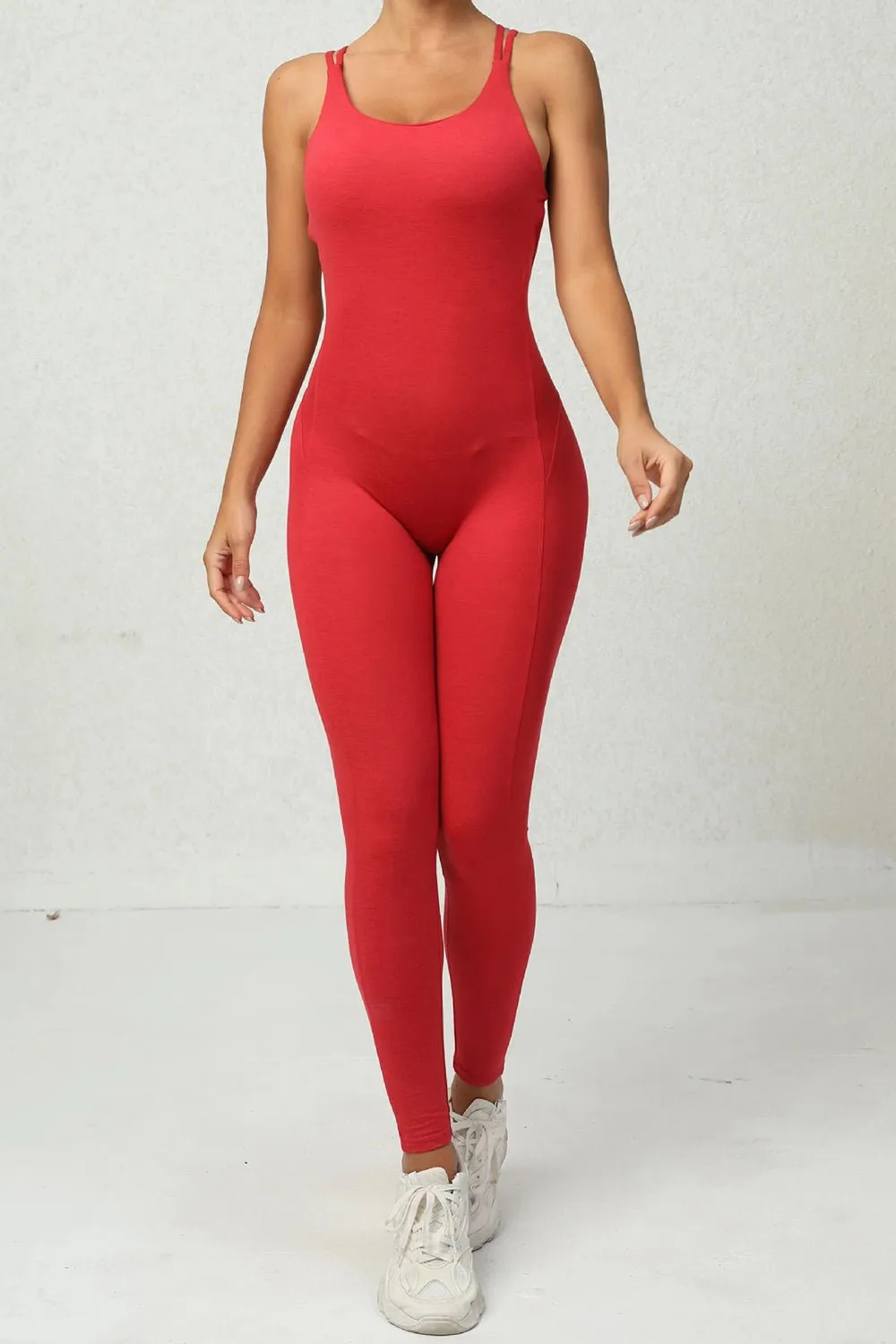 Chic Crisscross Sleeveless Activewear Jumpsuit