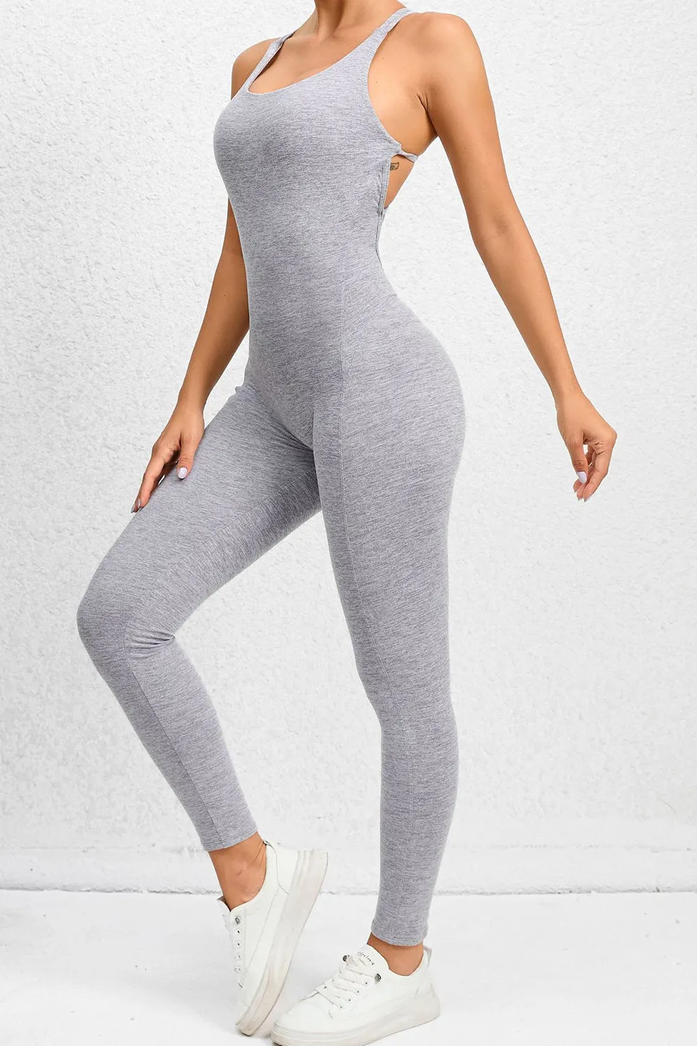 Chic Crisscross Sleeveless Activewear Jumpsuit