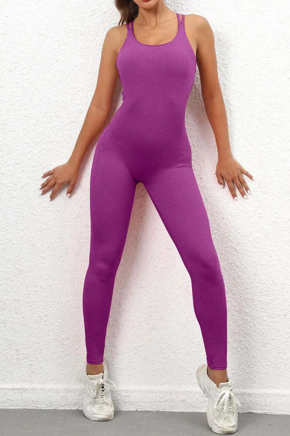 Chic Crisscross Sleeveless Activewear Jumpsuit