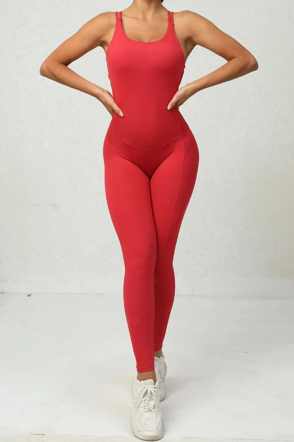 Chic Crisscross Sleeveless Activewear Jumpsuit