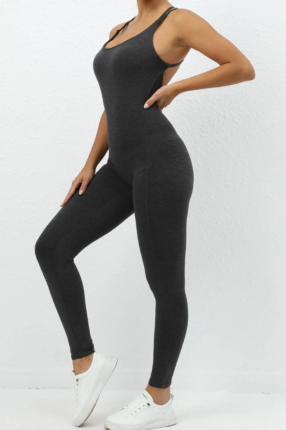 Chic Crisscross Sleeveless Activewear Jumpsuit
