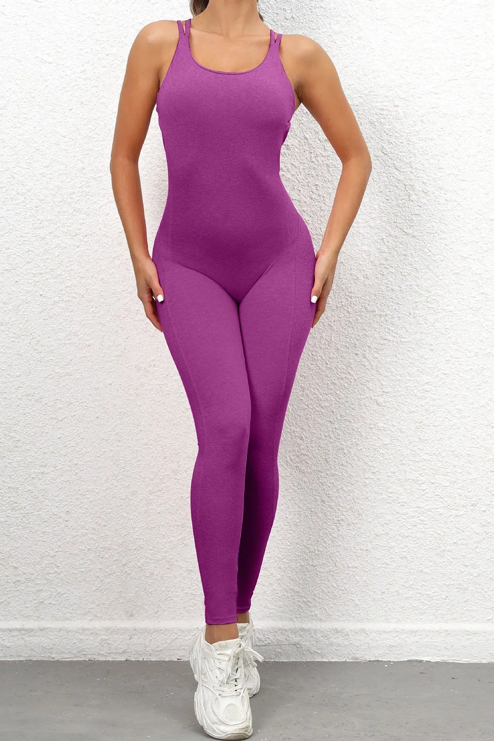 Chic Crisscross Sleeveless Activewear Jumpsuit