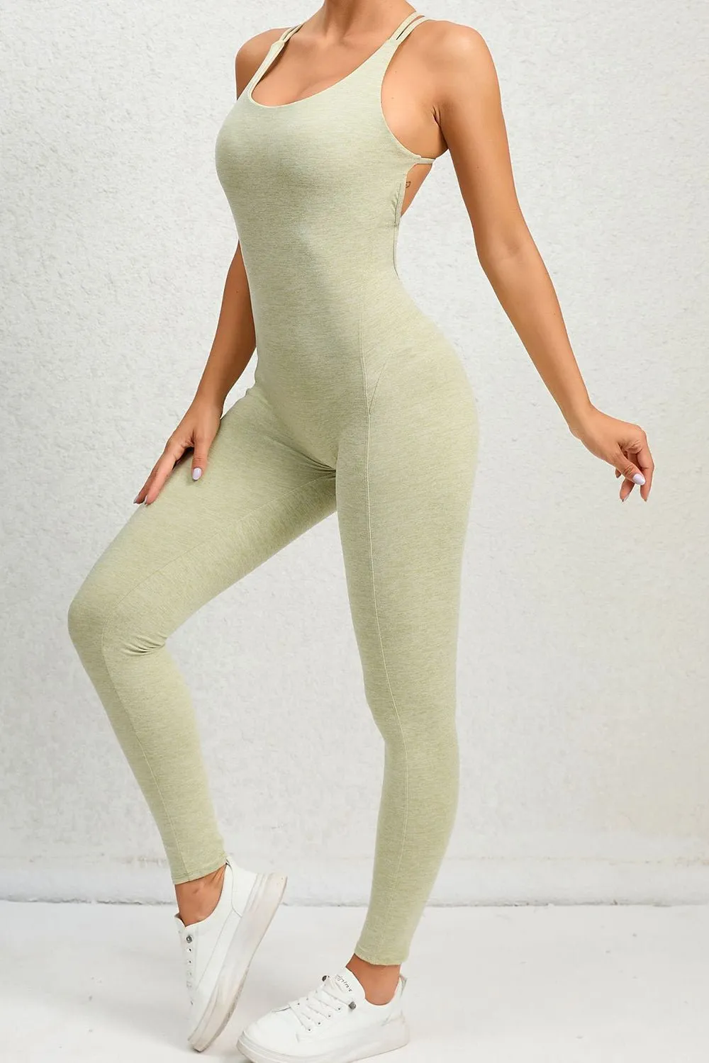 Chic Crisscross Sleeveless Activewear Jumpsuit