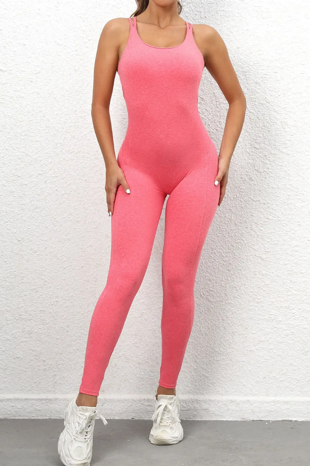 Chic Crisscross Sleeveless Activewear Jumpsuit