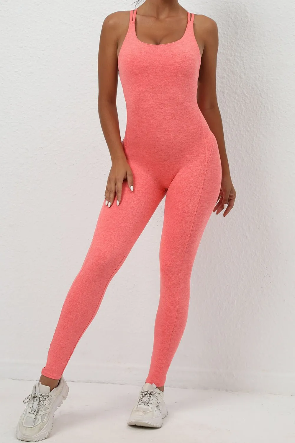 Chic Crisscross Sleeveless Activewear Jumpsuit