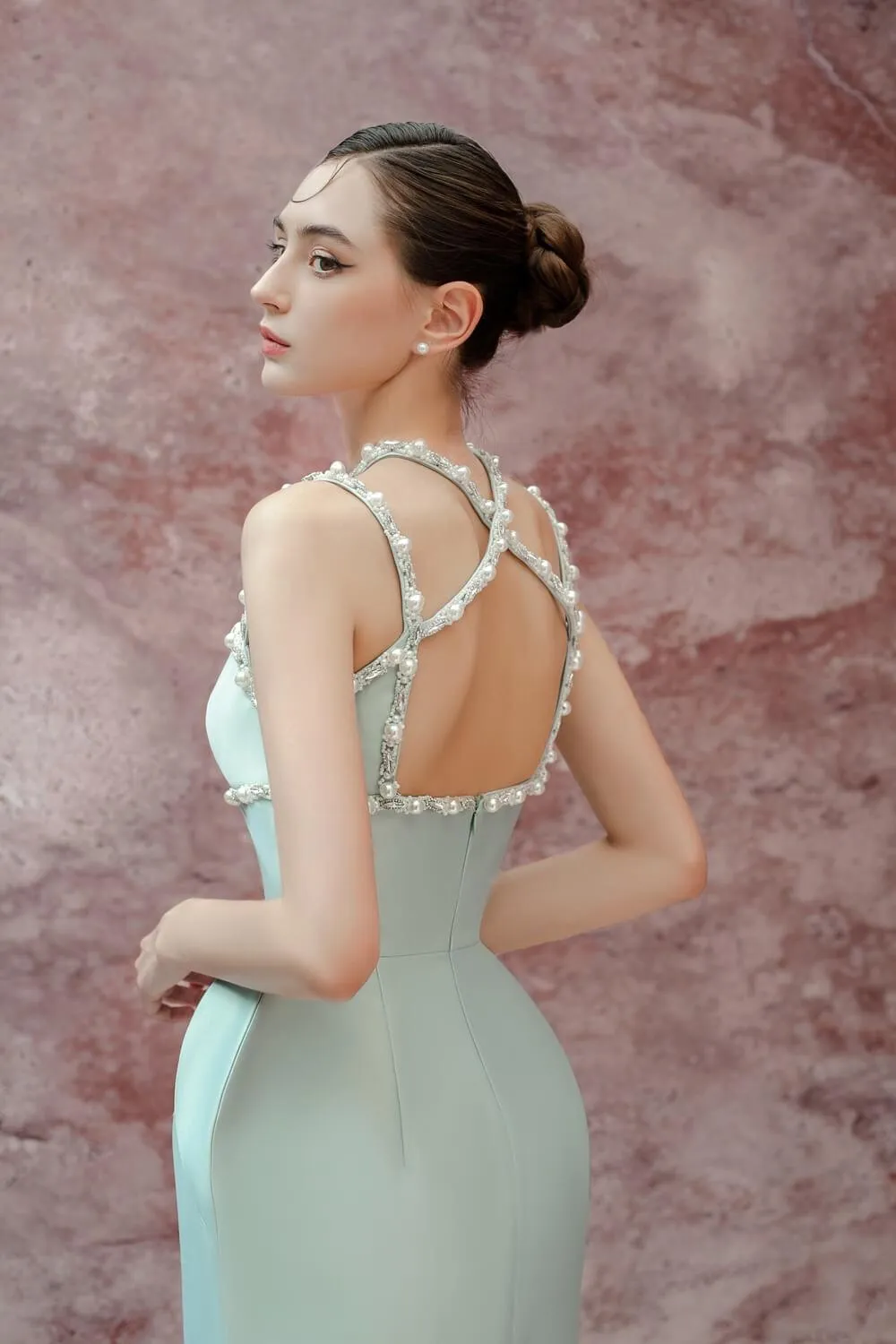 Daphne Sheath Halter Neck Taffeta Midi Dress