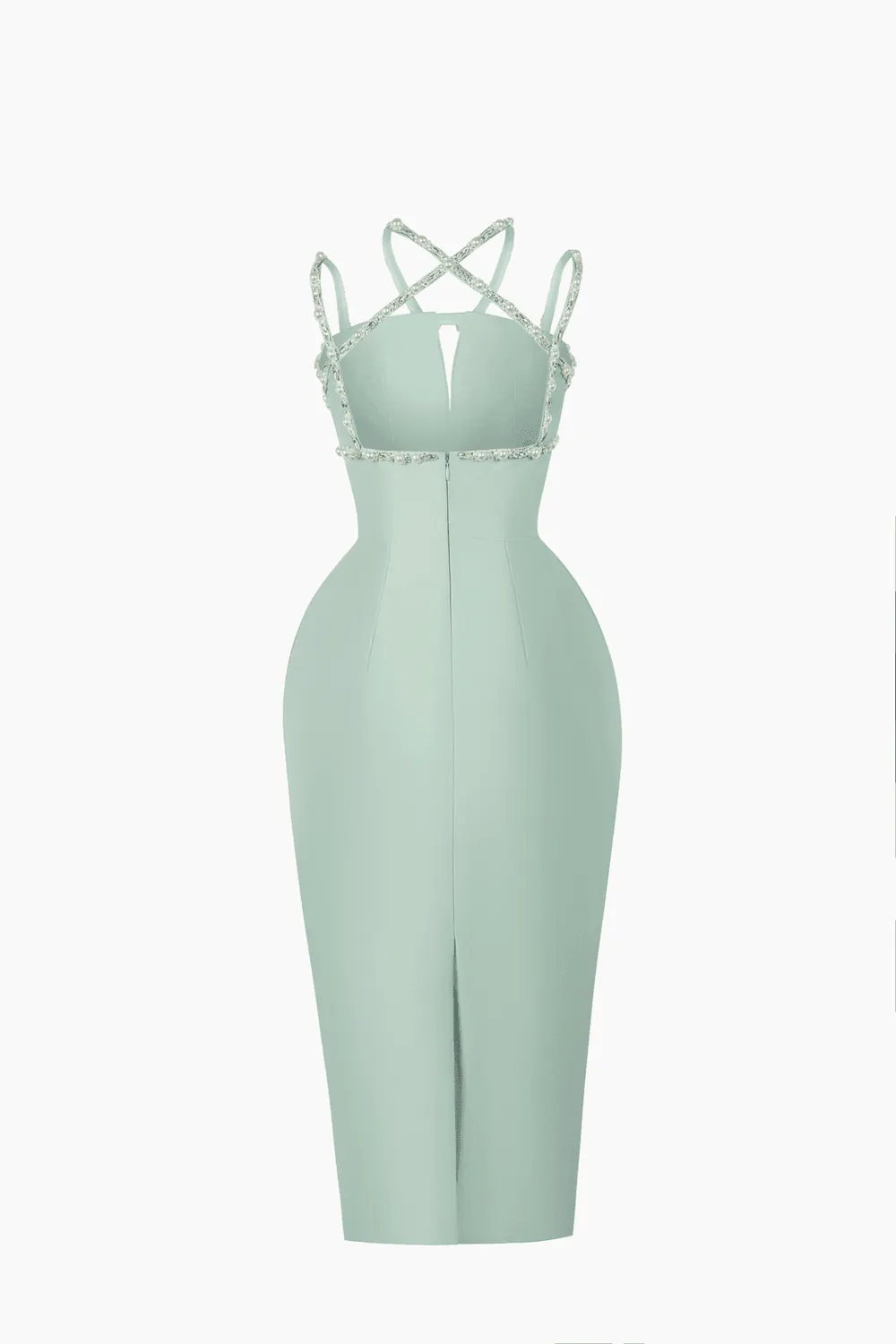 Daphne Sheath Halter Neck Taffeta Midi Dress