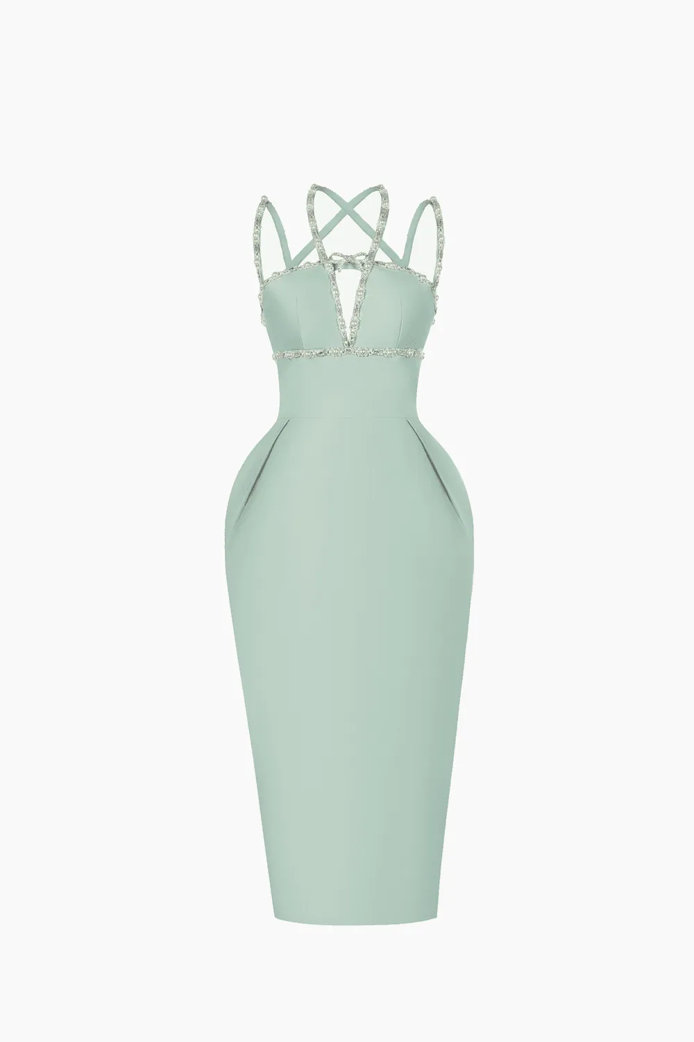 Daphne Sheath Halter Neck Taffeta Midi Dress