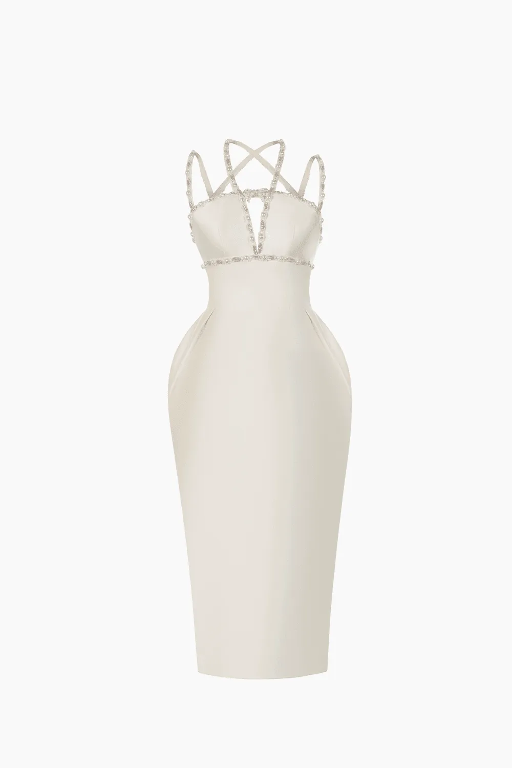 Daphne Sheath Halter Neck Taffeta Midi Dress