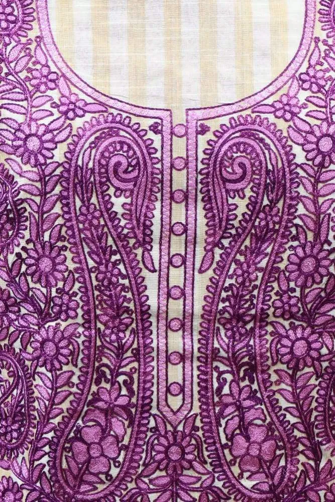 Designer Beige Colour Salwar kameez With Amazing Contrast Of Purple Colour Embroidery
