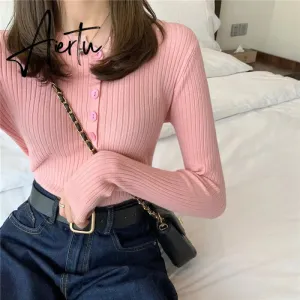 Fall Women Clothes Solid Slim Base Sweater Pull Femme Autumn Knitted Tops Female Pullovers Korean Style Women's Blouse