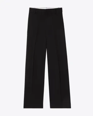 GABARDINE WOOL WIDE-LEG PANTS - BLACK