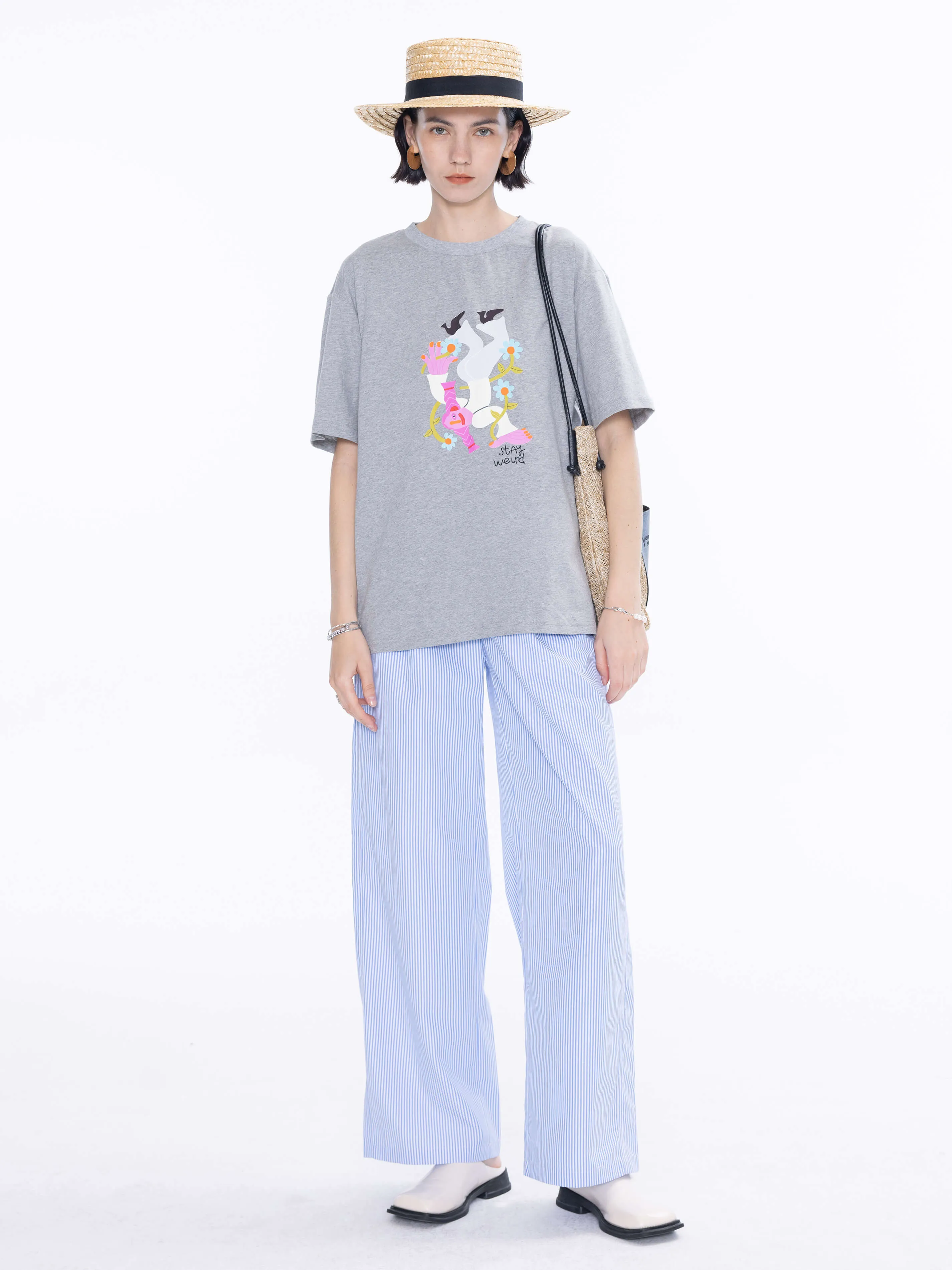 High Rise Pinstripe Tailored Trousers