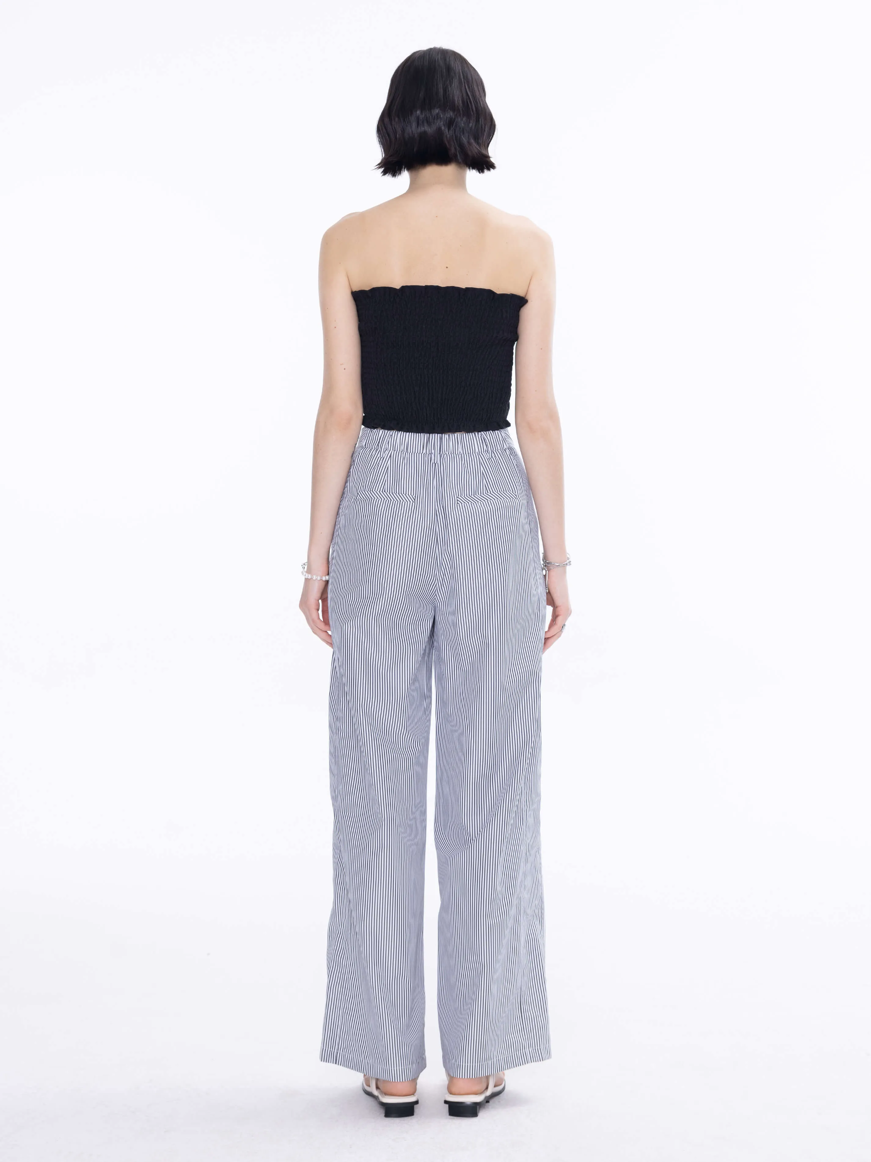 High Rise Pinstripe Tailored Trousers