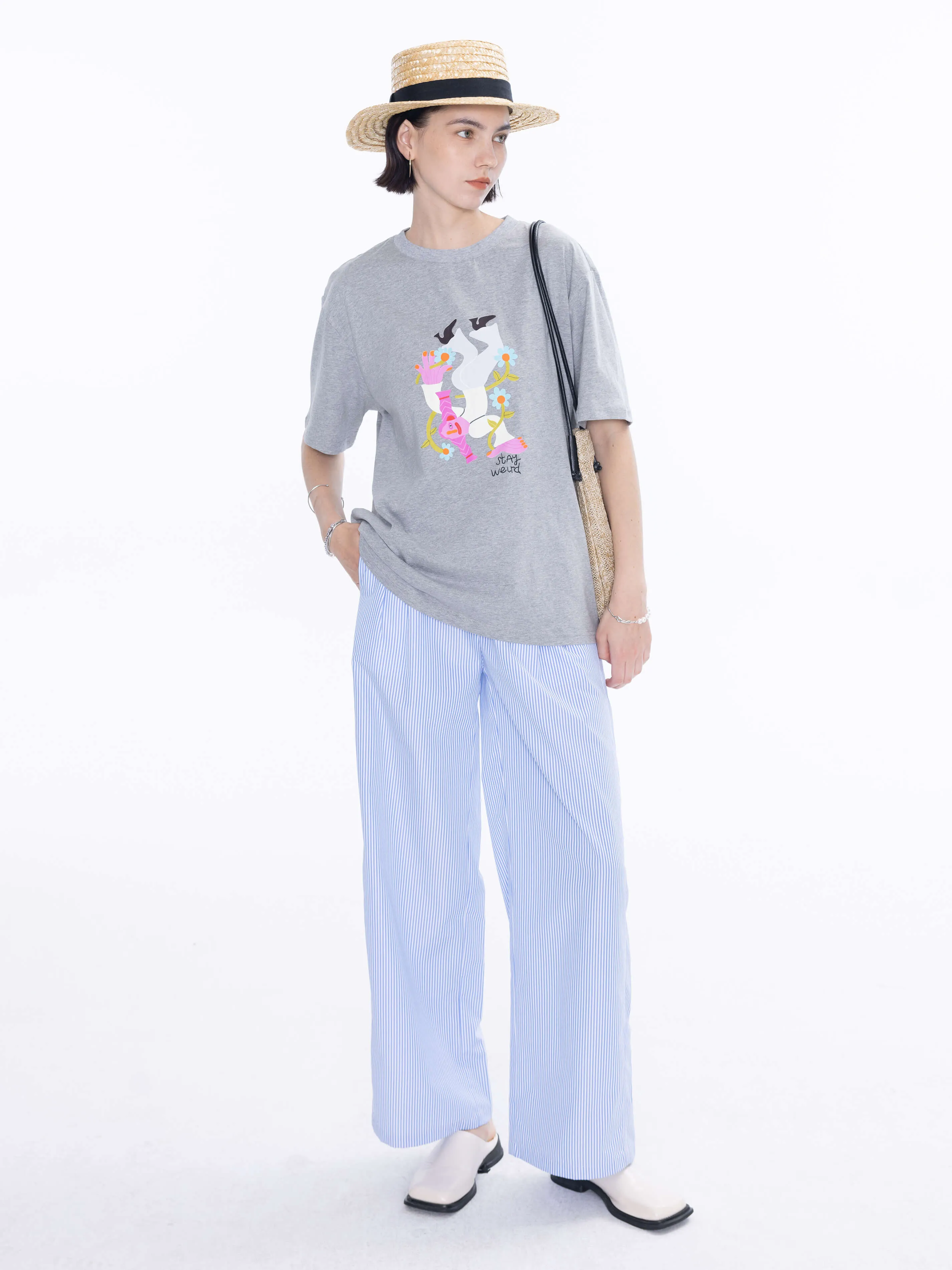 High Rise Pinstripe Tailored Trousers
