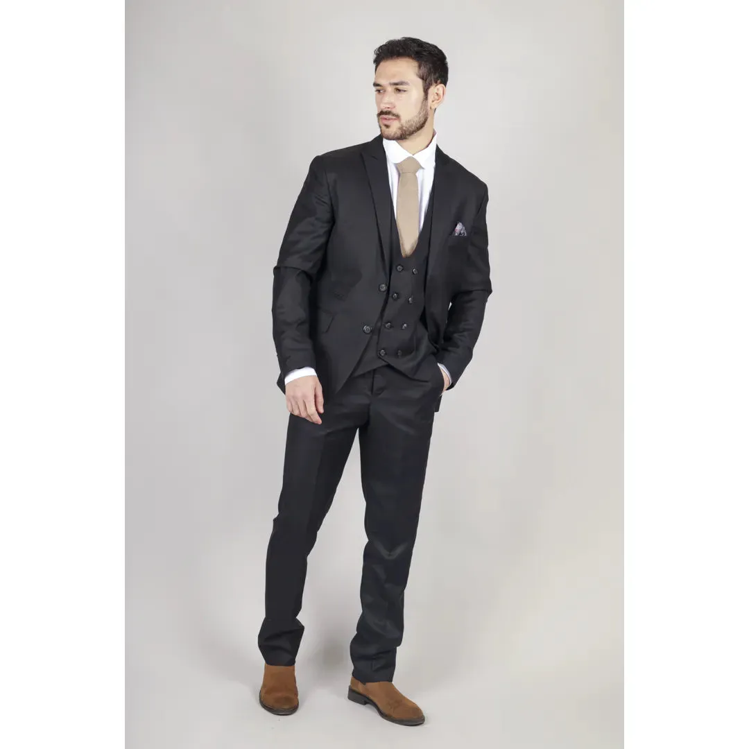 IM1-DB - Men's Black 3 Piece Suit